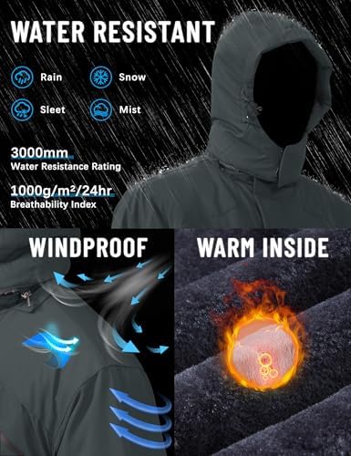 TACVASEN Men's Winter Skiing Jackets Waterproof Thermal Snowboard Coats