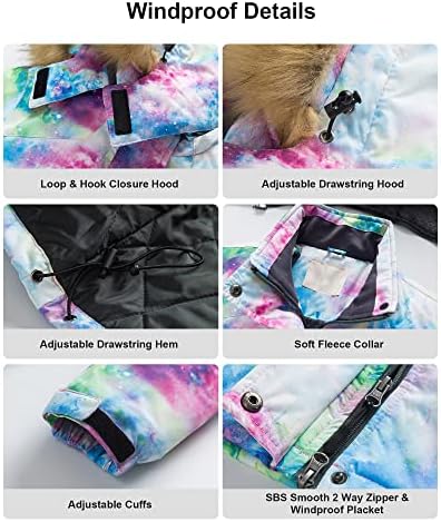 Pursky Women's Waterproof Ski Jacket Winter Snow Coats Fur Hooded Raincoat Parka