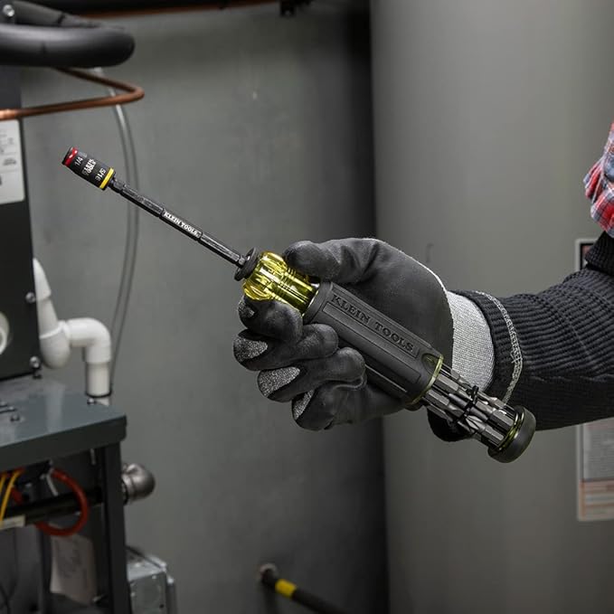 Klein Tools 32304 ドライバー 14-in-1 調節可能ドライバー フリップソケット HVACナットドライバービット付 耐衝撃性