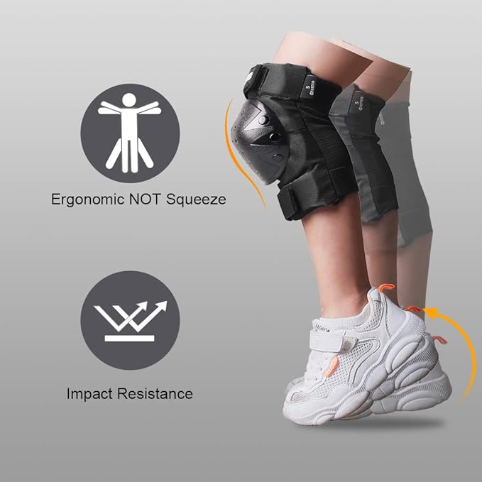 Adult-Youth-Kids Knee-Elbow-Pads Wrist-Guards - Skateboard Roller Inline Ice Skate BMX Bike Scooter Protective Gear Set