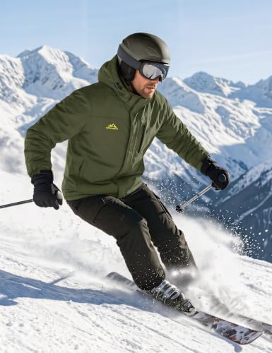 MAGCOMSEN Men's Winter Ski Jacket Waterproof Snow Fleece Lined Warm Coats