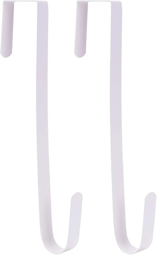 Sattiyrch 12" Wreath Hanger for Front Door,Steel Over The Door Hanger Hook,Wreath Door Hanger (White,2)