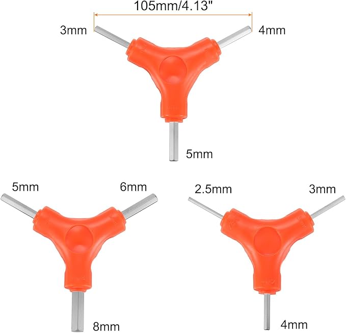 HARFINGTON 3pcs Y-Shaped 3 Way Bike Hex Wrench Set 2.5/3/4mm 3/4/5mm 5/6/8mm Y-Type Inner Hex Wrench All-In-One Multi Portable Biking Torque Spanner for Bicycle Cycling Repair Tool, Yellow