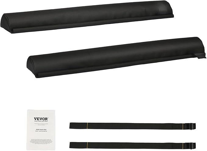 VEVOR Soft Roof Rack Pads, 28" Universal Car Roof Rack Pads for Various Crossbars, 88LBS Load Capacity Luggage Kayak Carrier with 2 Tie Down Straps & Velcros for SUPs Canoes Snowboards Paddle Boards