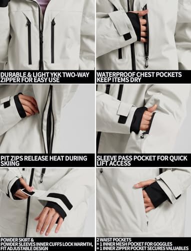 GSOU SNOW Snowboard Jacket Men Baggy Ski Jacket Waterproof Snow Coat Insulated Hooded Clothes for Winter Outdoor