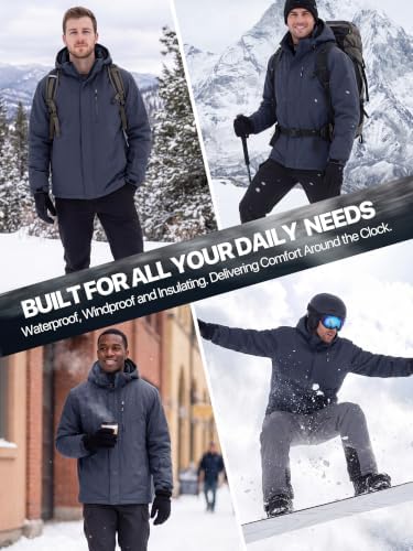 FREE SOLDIER Men's Winter Ski Snow Jacket Warm Fleece Lined Coats