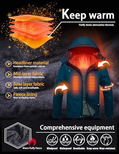 GEMYSE Men's Winter Ski Jacket Waterproof Snow Coat with Detachable Hood