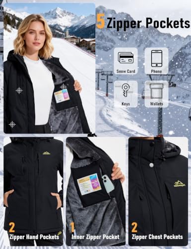 MAGCOMSEN Womens Winter Coats Waterproof Ski Snow Jackets Warm Thermal Coat