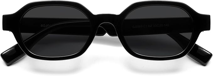 SOJOS レトロ偏光ヘキサゴンサングラス レディース メンズ、UV400 トレンディな長方形 70年代 80年代 90年代 シェード SJ2389