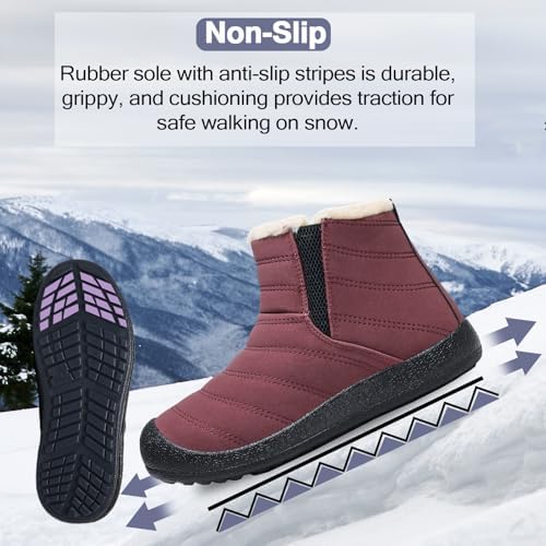 ZEENXIUYA Womens Snow Boots Comfortable Warm Fur Lined Winter Waterproof Flat Lace-Up Ankle Boots Outdoor Winter Booties