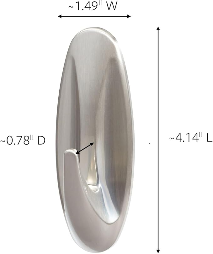 Command Large Designer Hook, Holds up to 5 lb, 1 Wall Hook with 2 Command Strips, Brushed Nickel Color, Damage Free Hanging Hooks for Hanging Decorations in Living Spaces