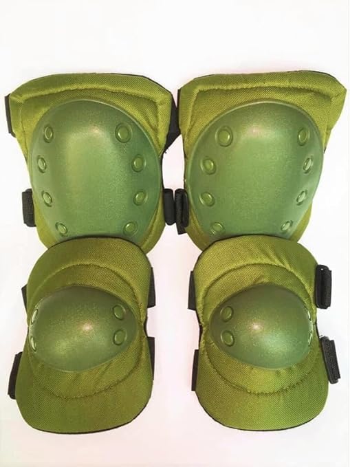 Military Tactical Knee Pad Elbow Pad Set Airsoft Knee Elbow Protective Pads Combat Paintball Skate Outdoor Sports Safety Guard Gear (Military Green, M, 4pcs Set)