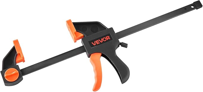 VEVOR Bar Clamps for Woodworking, 2-Pack 12 inch and 2-Pack 6 inch, One-Handed Clamp/Spreader, Quick-Grip F-Clamp with 154 lbs Load Limit, Premium Plastic and Steel, for Woodworking Metal working