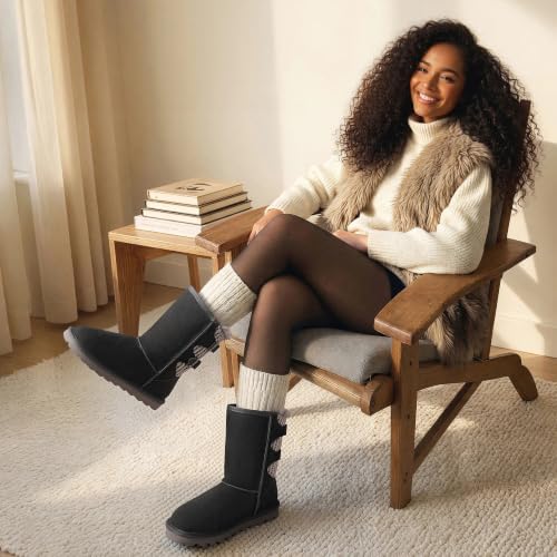 DREAM PAIRS Women's Mid Calf Winter Snow Boots