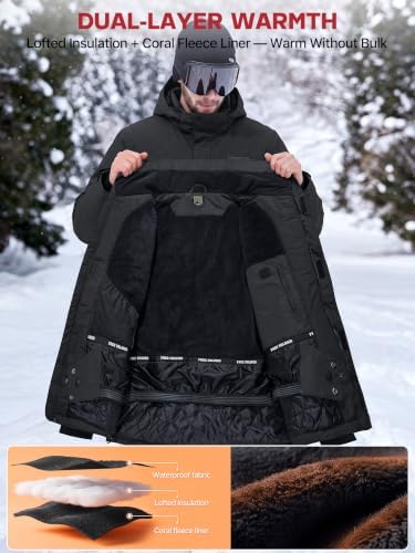 Men's Winter Waterproof Ski Snow Jacket with Hood