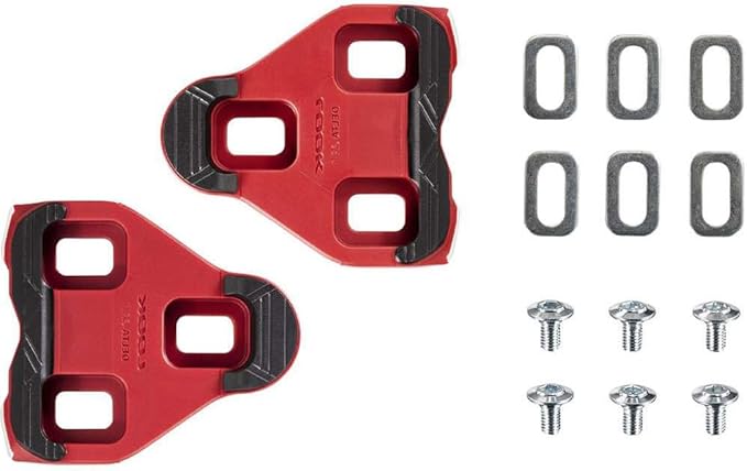LOOK Cycle Cycling Cleats, Delta Indoor/Fitness Cleats, Anti-Slip Surface Compatible with Standard Look Delta Style (Not Keo) Pedals Black, Red
