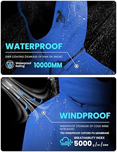 WULFUL Men's Waterproof Ski Jacket Warm Winter Coats Windproof Winter Jackets for Men Fleece Lined Windbreaker with Hood