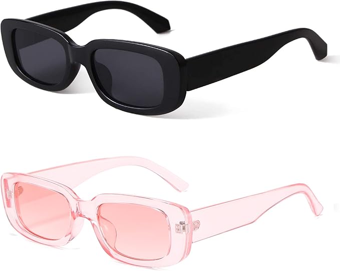 BUTABY Rectangle Sunglasses for Women Retro Driving Glasses 90’s Vintage Fashion Narrow Square Frame UV400 Protection