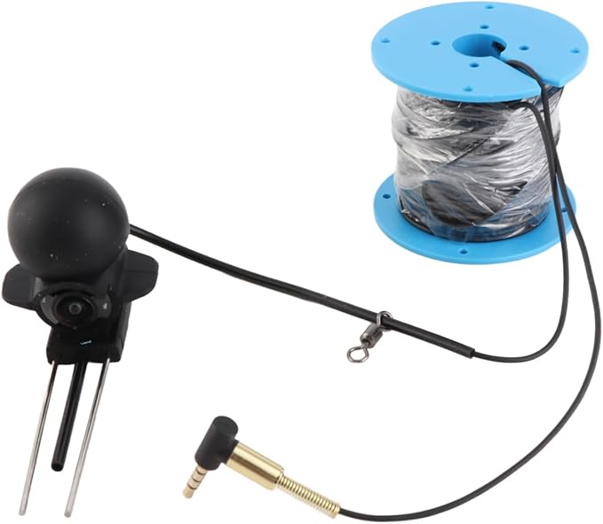 Underwater Fishing Camera with 65ft Cable – CVBS Format HD Transmission, 3.5mm Plug for Boat Fish Finders
