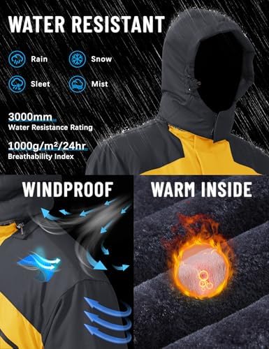 TACVASEN Men's Winter Skiing Jackets Waterproof Thermal Snowboard Coats