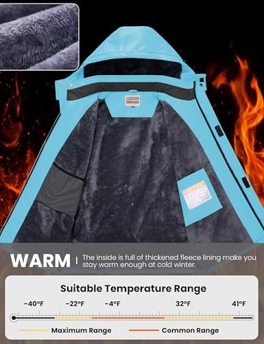 WULFUL Men's Waterproof Ski Jacket Warm Winter Coats Windproof Winter Jackets for Men Fleece Lined Windbreaker with Hood