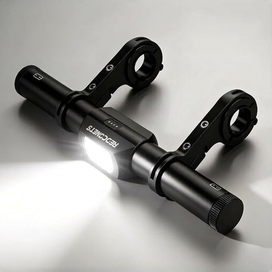 Redcomet Bike Handlebar Extender with Rechargeable Headlight, 800 Lumens USB Bike Light, 9.05" Aluminum Alloy Waterproof Bicycle Extension Bracket Accessories for Bicycle, E-Scooter
