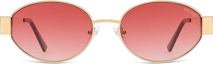 SOJOS Retro Oval Sunglasses for Women Trendy Classic Shades UV400 Protection SJ1256