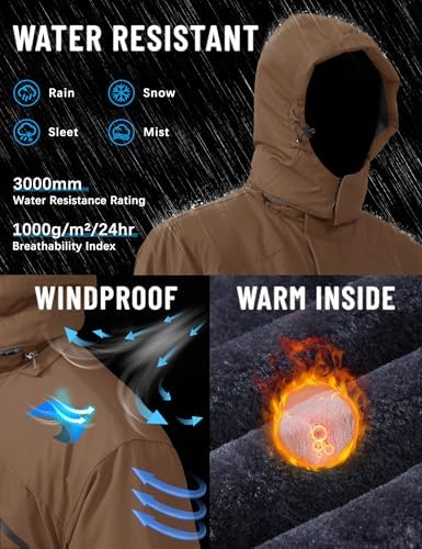 TACVASEN Men's Winter Skiing Jackets Waterproof Thermal Snowboard Coats