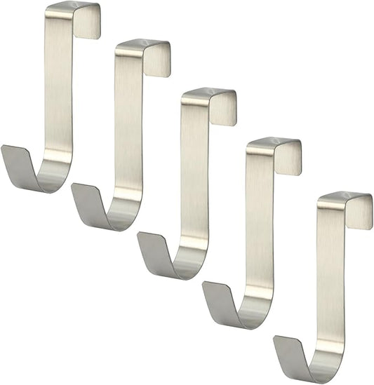 eywlwaar Over The Cabinet Door Single Hooks 5 Pack (Silver)