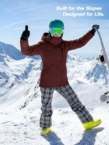 FREE SOLDIER Women's Waterproof Ski Snow Jacket Fleece Lined Warm Winter Rain Jacket with Hood Fully Taped Seams