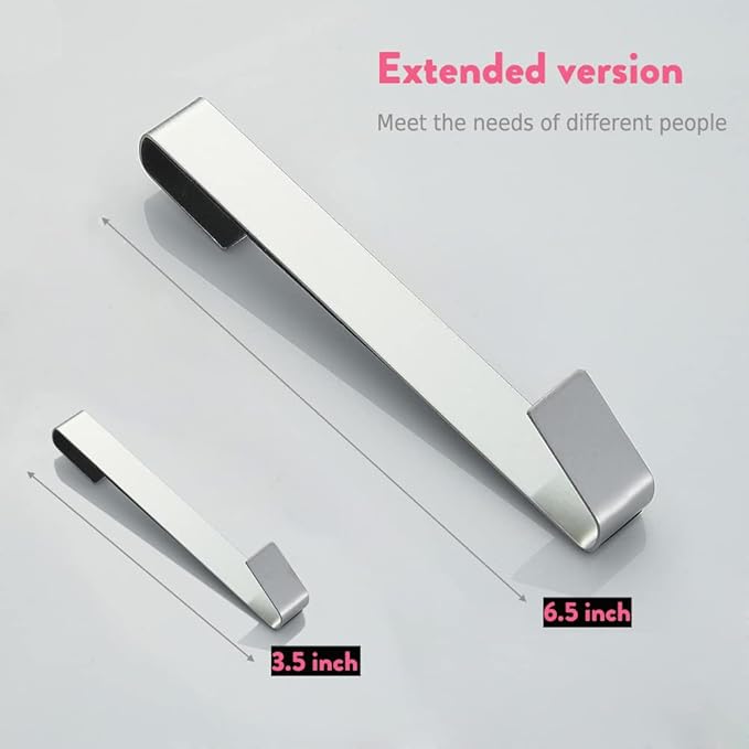 Extended Shower Door Hooks 6.5 Inch,Over Shower Door Hook for Bathroom,Towel Hooks, Suit for Frameless Glass Shower Door 0.39" (10 mm) Stainless Steel Brushed, 3 Pack