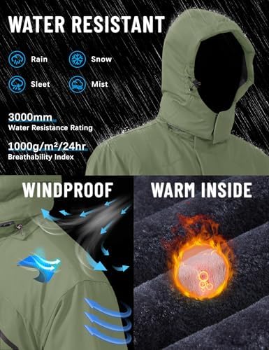 TACVASEN Men's Winter Skiing Jackets Waterproof Thermal Snowboard Coats