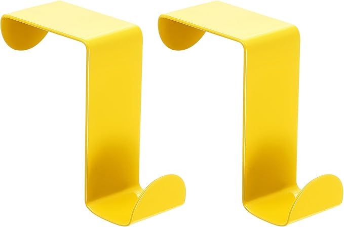 uxcell Over The Door Hooks,2pcs - Stainless Steel Door Hangers Hooks, S-Shaped Double Hooks for Hanging Clothes, Hats, Towels (Yellow)