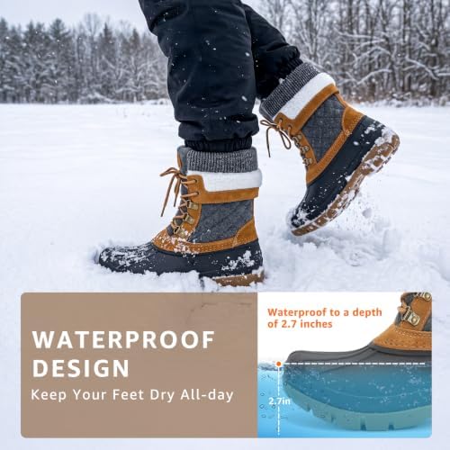 STQ Women's Duck Boots Waterproof Winter Snow Boot