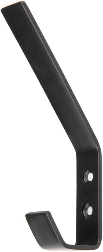 Amazon Basics Wall Mounted Modern Metal Drywall Coat Hooks - Flat Black, 5-Pack | Modern, Drywall