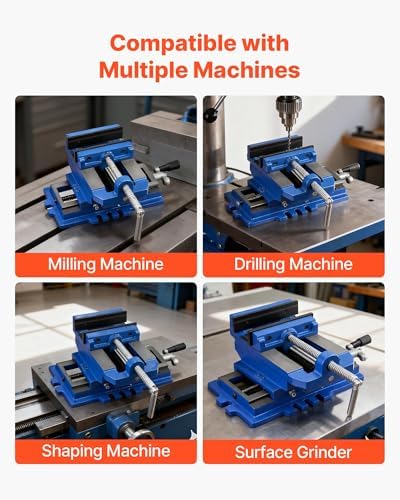 VEVOR Cross Slide Drill Press Vise, 4 Inch Jaw Width, 2 Way X-Y Axis Bench Vise, 3.5 Inch Max Jaw Opening, Heavy Duty Cast Iron, Workbench Vice Clamp, for Woodworking Drilling CNC Milling Machine
