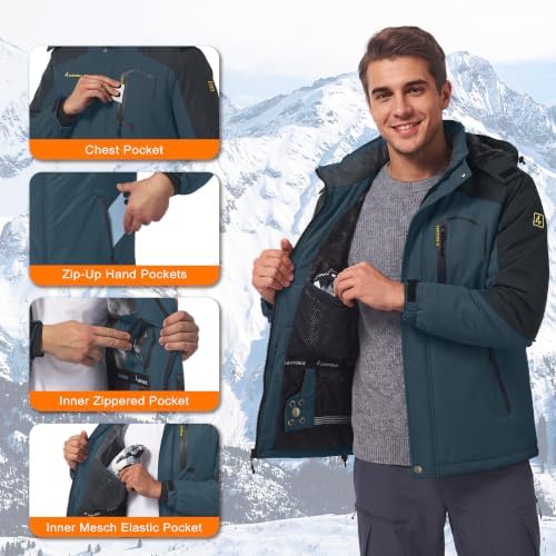 Mens Winter Jacket Ski Snow Waterproof Puffer Parka Coats