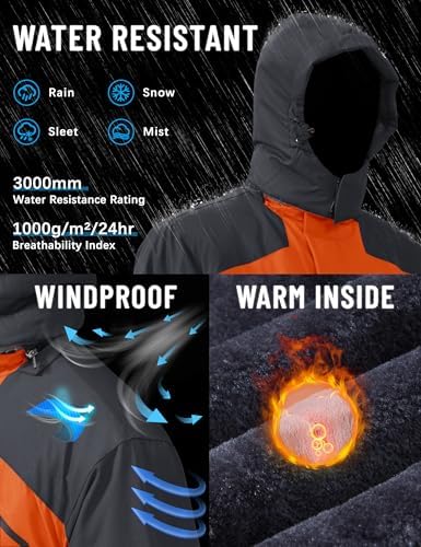TACVASEN Men's Winter Skiing Jackets Waterproof Thermal Snowboard Coats