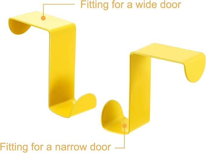 uxcell Over The Door Hooks,2pcs - Stainless Steel Door Hangers Hooks, S-Shaped Double Hooks for Hanging Clothes, Hats, Towels (Yellow)