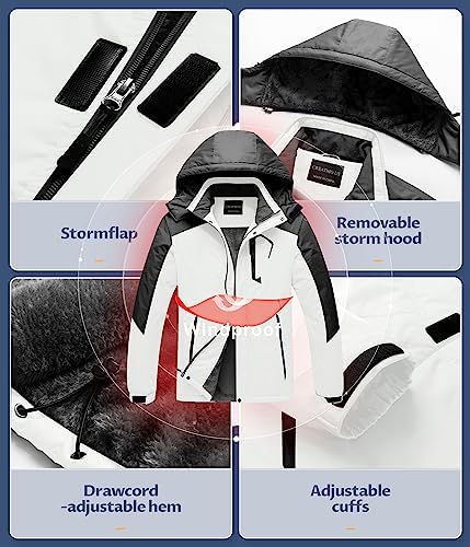 Men's Mountain Waterproof Ski Jacket - Windproof Snowboarding Warm Winter Coat Raincoat