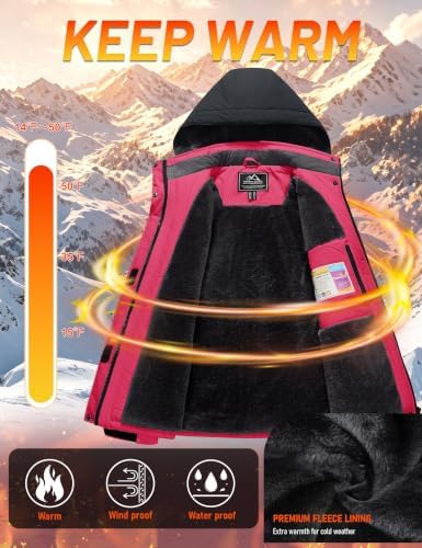 MAGCOMSEN Winter Coats for Women Ski Jackets Snow Waterproof Warm Rain Coat