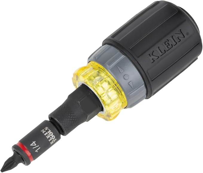 Klein Tools 32561HDRT KNECT 7-in-1ラチェットスクリュードライバー、耐衝撃性、スタビー、プラスビット、マイナスビット、3ナットドライバー、アダプター、7点セット