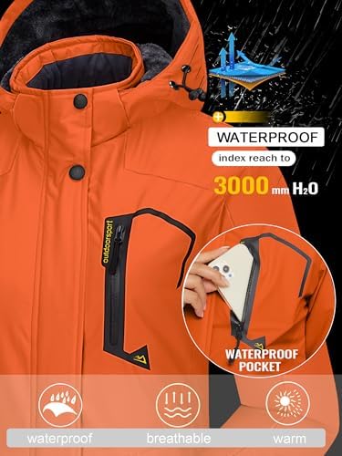 TACVASEN Women's Winter Coats Waterproof Snow Ski Jacket Warm Fleece