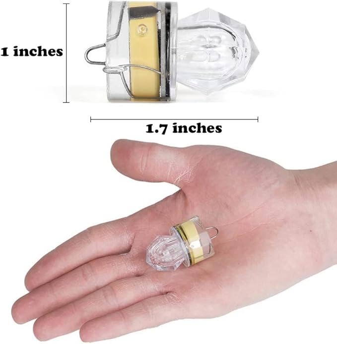 10 Pack Fishing Deep Drop Light LED, Colorful Flashing Strobe LED Fishing Lights, Underwater Fishing Light, Waterproof Attractants Diamond Lure Light for Saltwater Freshwater Tuna