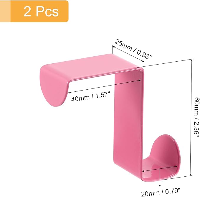 uxcell Over The Door Hooks,2pcs - Stainless Steel Door Hangers Hooks, S-Shaped Double Hooks for Hanging Clothes, Hats, Towels (Pink)