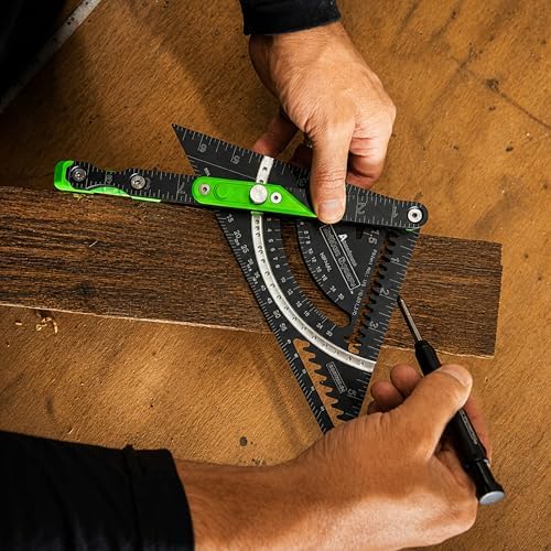 Britton Square Britton Square® 7" Rafter Square - Patented Locking Pivot Arm Angle Finder, Heavy Duty Aluminum Carpenter Layout Tool with 3 Built-in Level Vials for Woodworking, Framing & Roofing