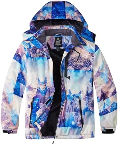 wantdo Women's Plus Size Ski Jacket Waterproof Winter Coat Snow Jacket Hood