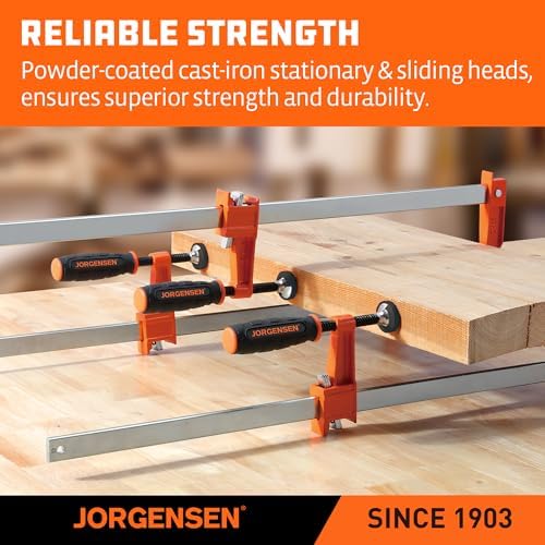Jorgensen 24" Heavy-Duty Steel Bar Clamp Set, 1000 lbs Load Limit, 2-Pack