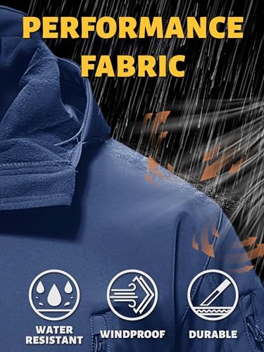 TACVASEN Men's Fleece Softshell Jacket Waterproof Winter Tactical Hooded