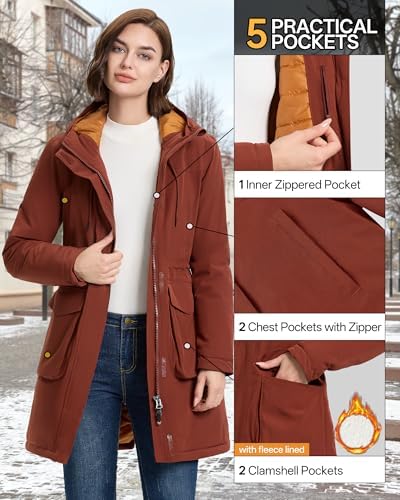 33,000ft Women's Waterproof Winter Coat Long Insulated Jacket with hood